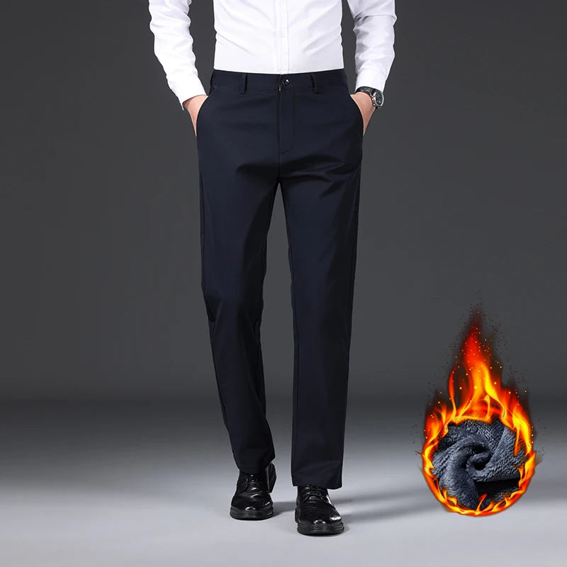 Men's Straight Velvet Casual Pants | Stylish Winter Trousers