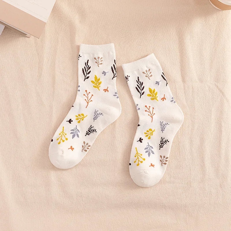 Cotton Embroidery Print Socks for Women | Vintage Harajuku Style