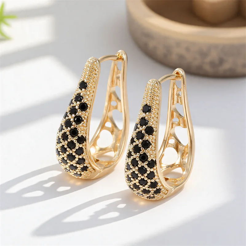 Elegant Green Crystal Hoop Earrings | Vintage Gold Color Jewelry