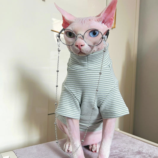Abrigo cálido de manga larga para gatos | Sudadera acogedora a rayas para gatitos