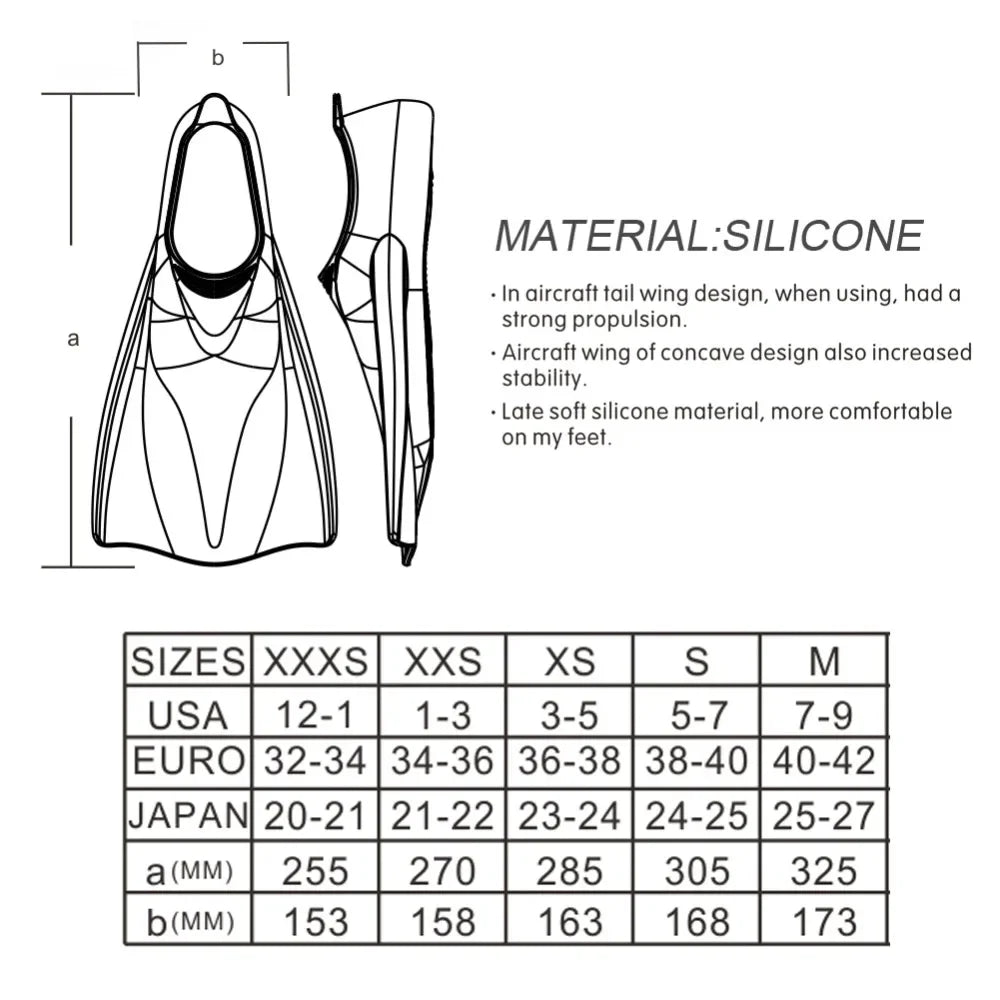Professional Silicone TPR Diving Fins for All Ages | Pool Ready