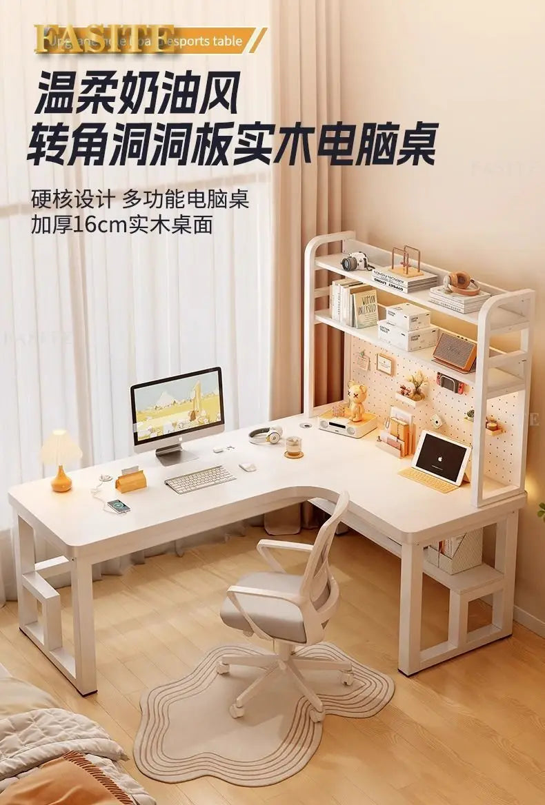 Premium Solid Wood Corner Computer Desk | Modern Workspace Solution