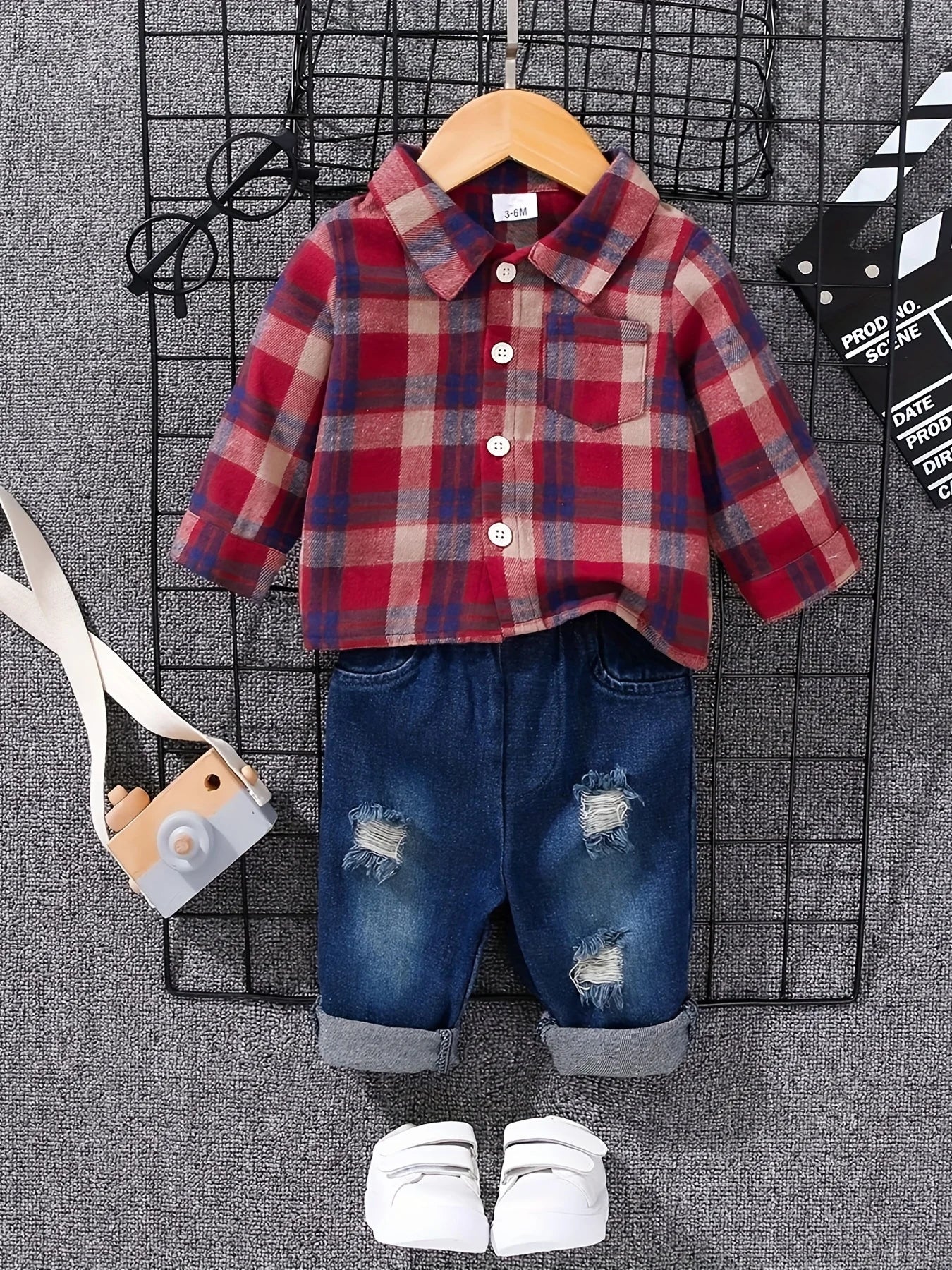 Boys' Stylish Tartan Polo Shirt & Denim Trouser Set | Casual Outfit