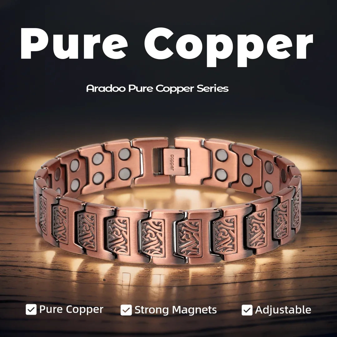 Magnetic Copper Bracelet for Men | Adjustable Link Jewelry Gift