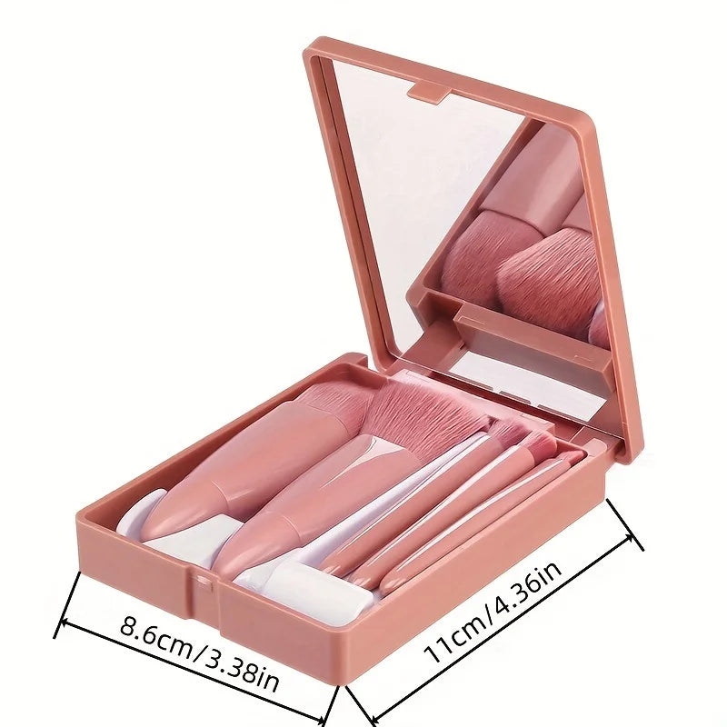 Portable Makeup Brush Set with Mirror | Travel-Friendly Beauty Kit