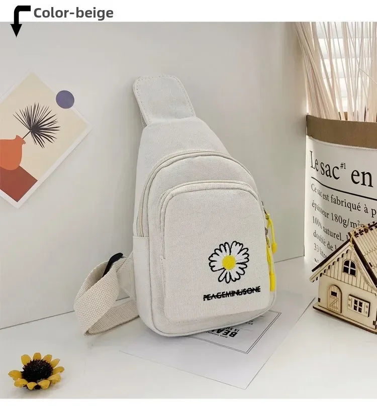 Stylish Embroidered Canvas Chest Bag | Women’s Daily Crossbody Bag