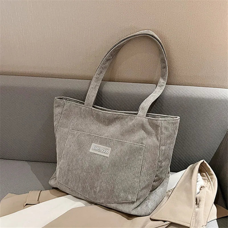 Bolso de hombro de pana para mujer de gran capacidad | Elegante y práctico