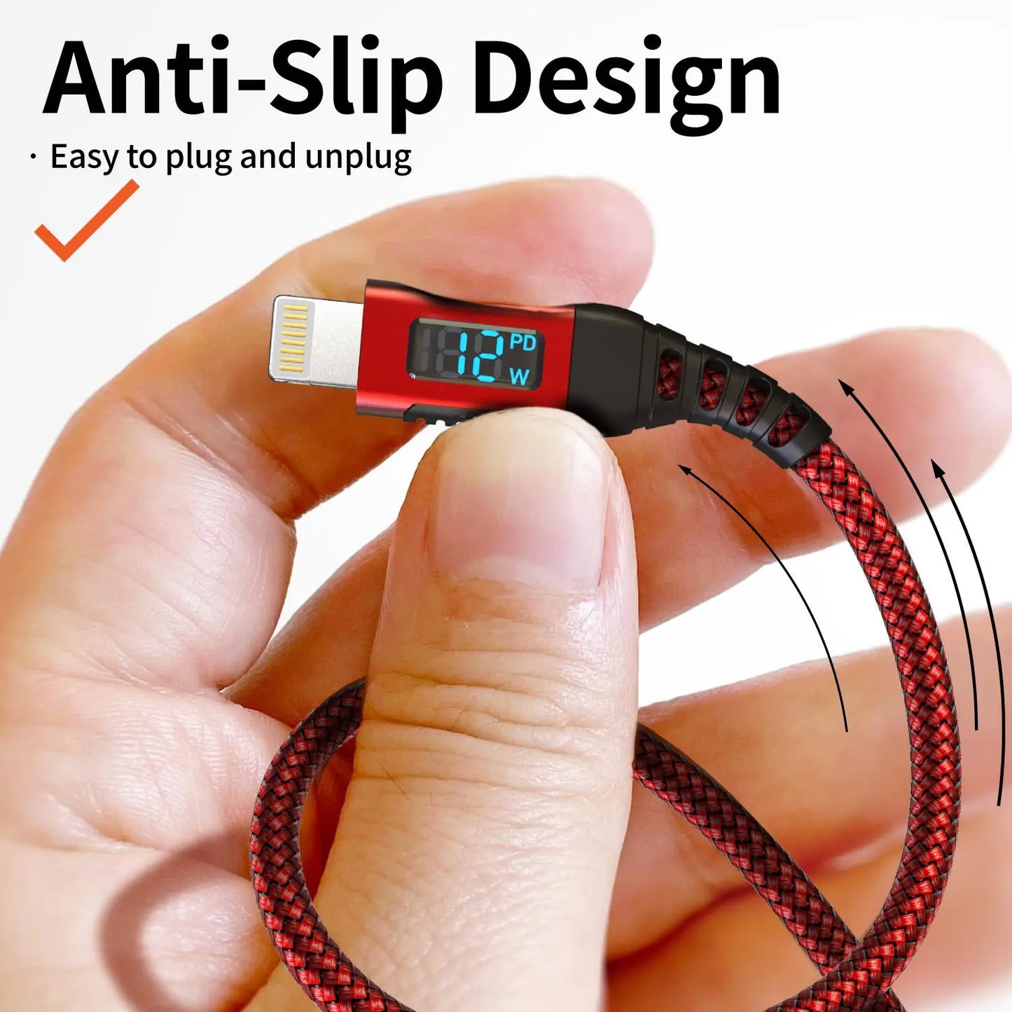 MFi-Certified USB-A to Lightning Fast Charging Cable with LED Display, 12W Fast Charge for iPhone 8-14 & iPad