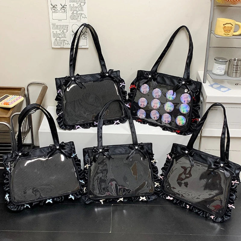 Bolsa Bandolera de Anime Estilo Preppy de Gran Capacidad para Mujer