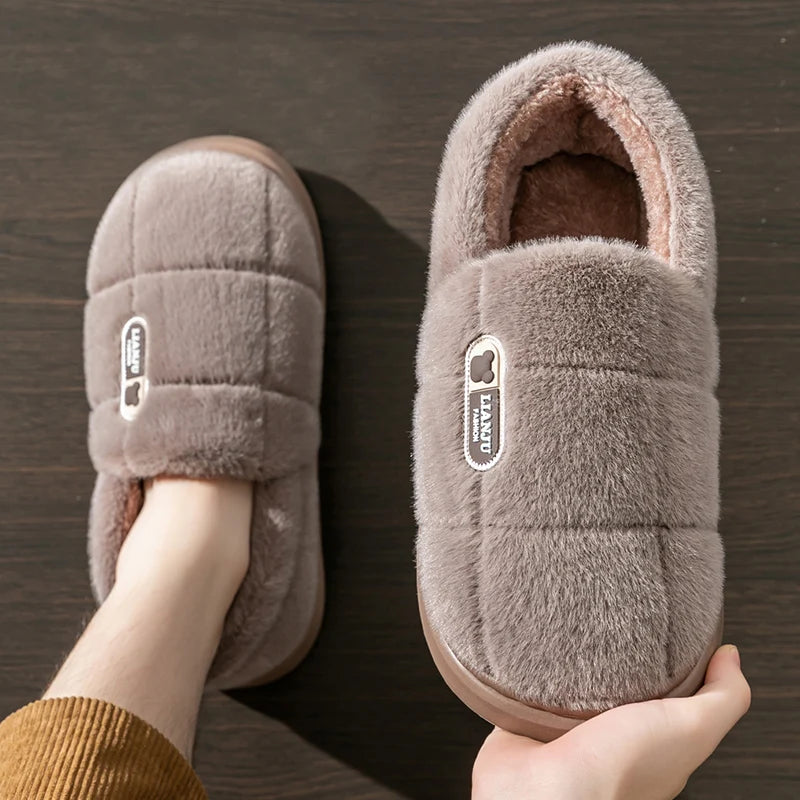 Men's Plush Winter Slippers | Cozy Non-Slip Warm Home Shoes