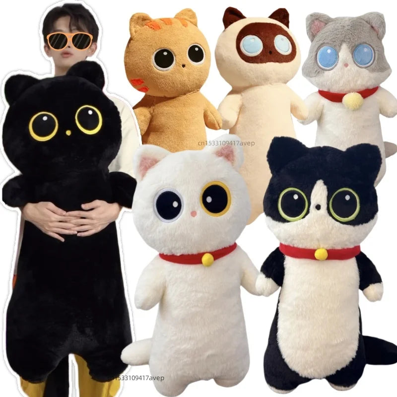 Kawaii Siamese Cat Plush Toy | Long Oblong Nap Pillow for Kids
