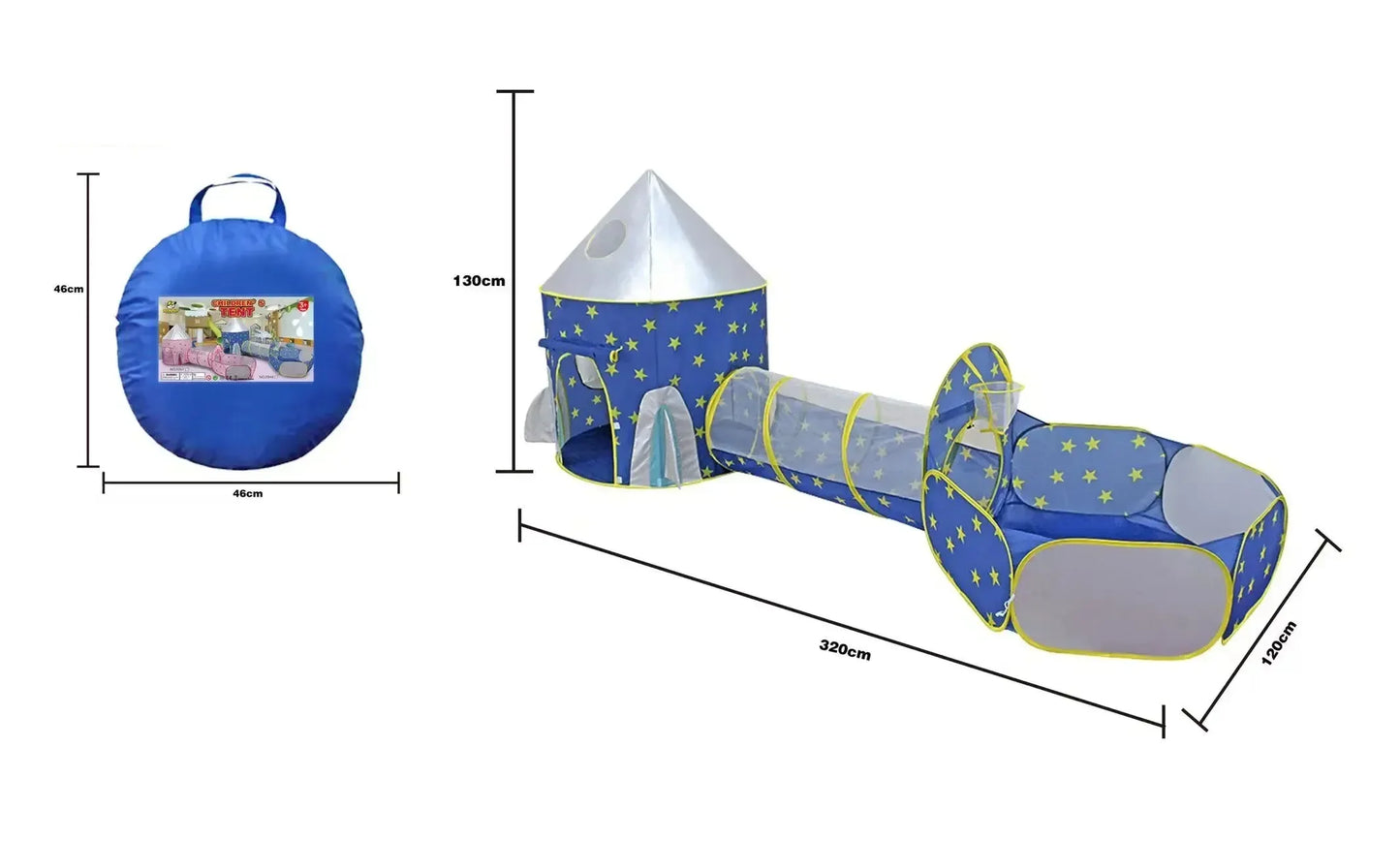 3 in 1 Kids Tent House with Tunnel & Ball Pool | Portable Play Toy