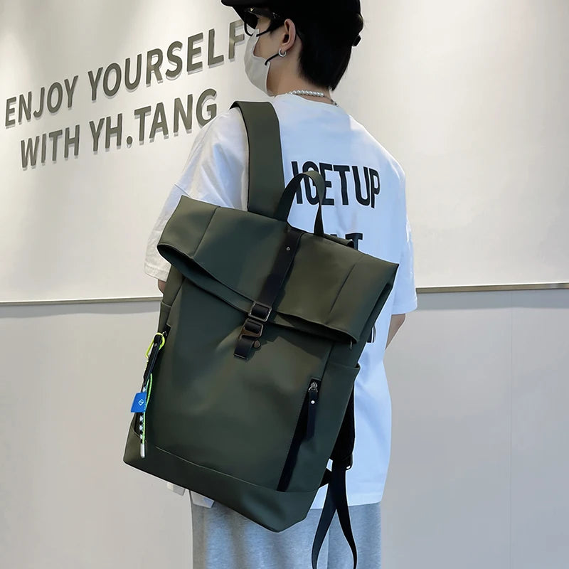 Women's Large Nylon Roll Top Backpack | Versatile Travel Companion