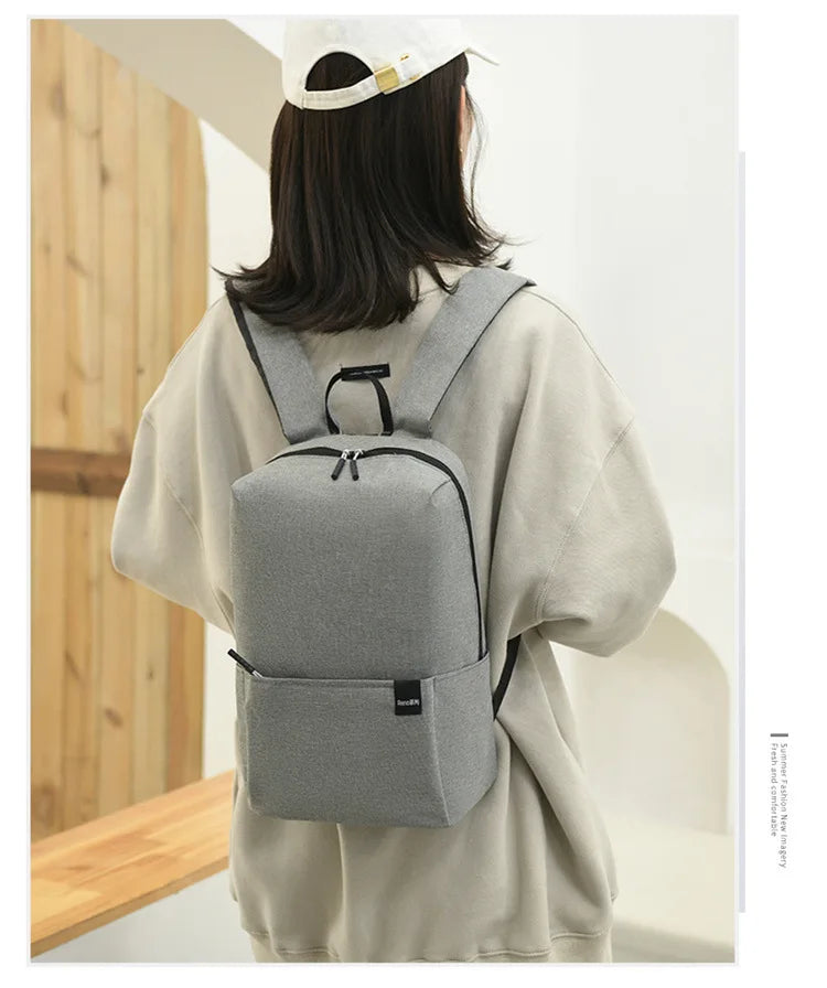 Solid color backpack colorful outdoor student bag small backpack travel bag training class school bag