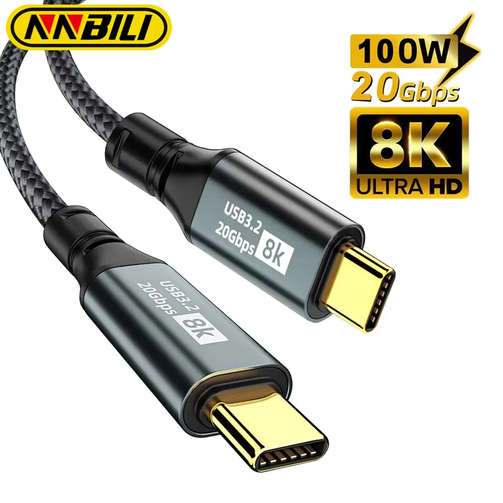 High-Speed USB 3.2 Type C to Type C Cable | 8K Video & Fast Charging