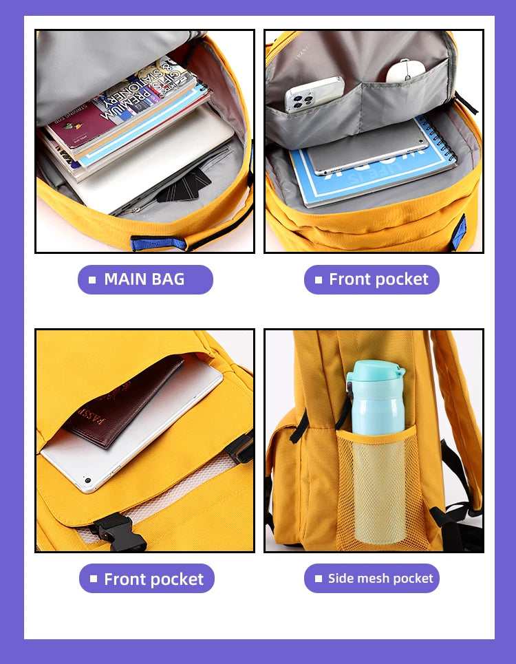 Durable Multi-Color Polyester Backpack | Spacious Casual Bag