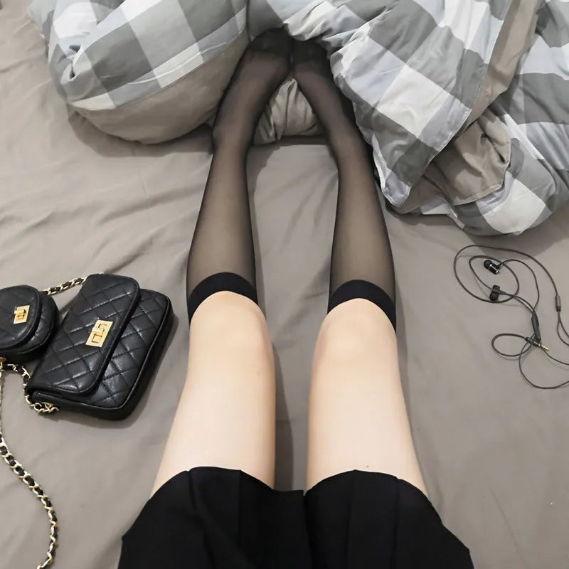 Ultra-Thin Transparent Nylon Mesh Stockings | Summer Knee High Socks