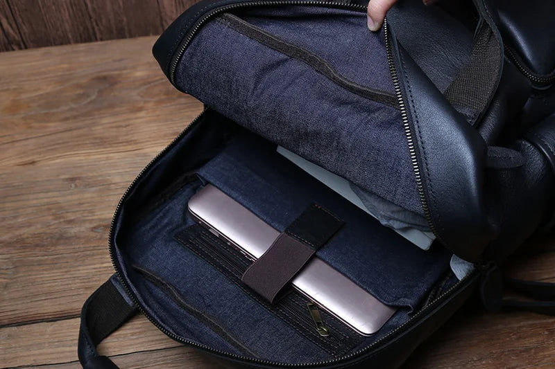Large Capacity Retro Leather Men's Backpack for Travel & Work