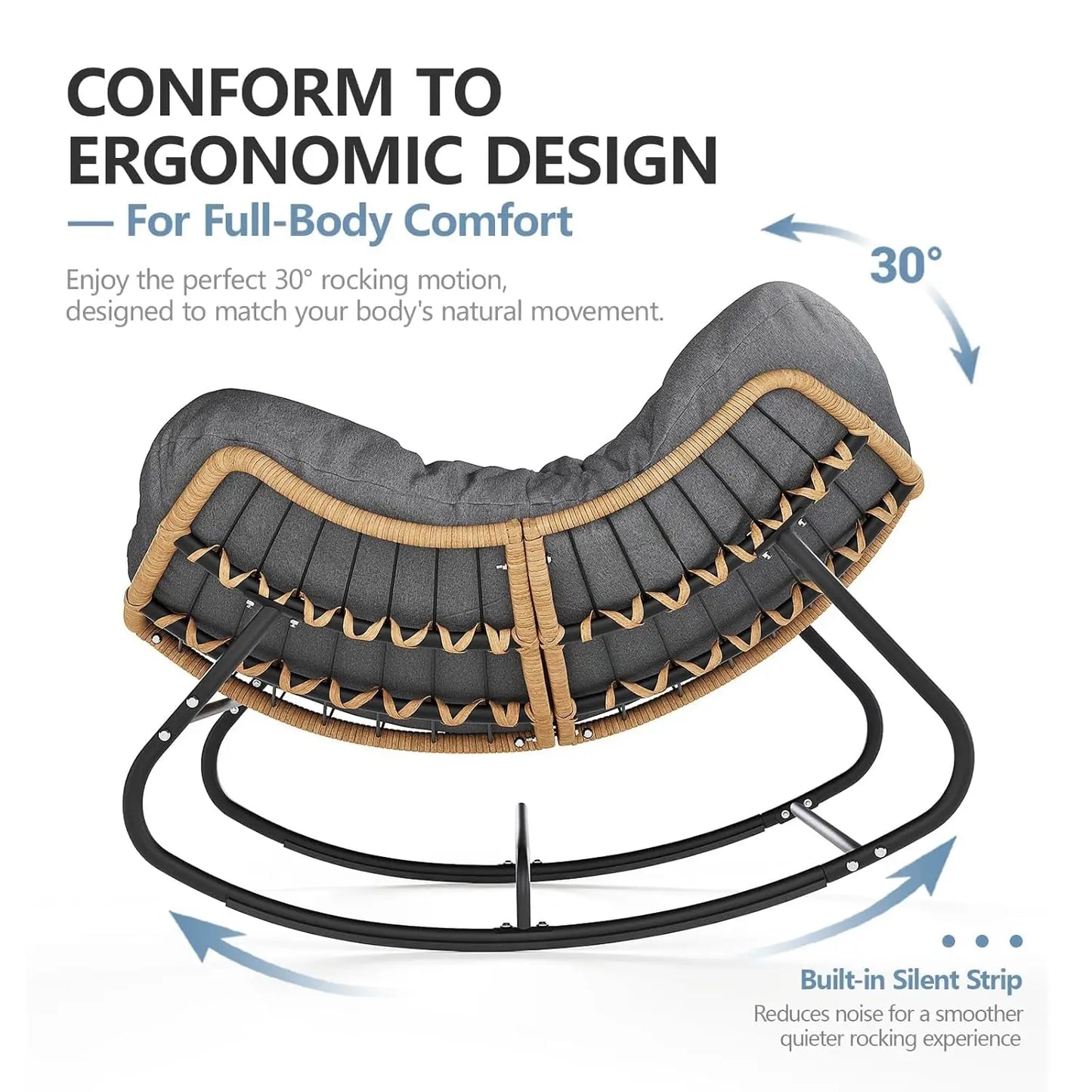 Oversized Outdoor Rocking Chair | Comfy Papasan Lounge Chair