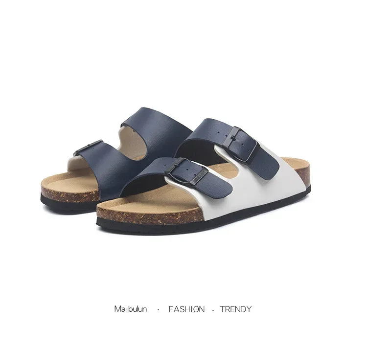 Men's Casual Buckle Cork Slippers | Comfortable Summer Footwear