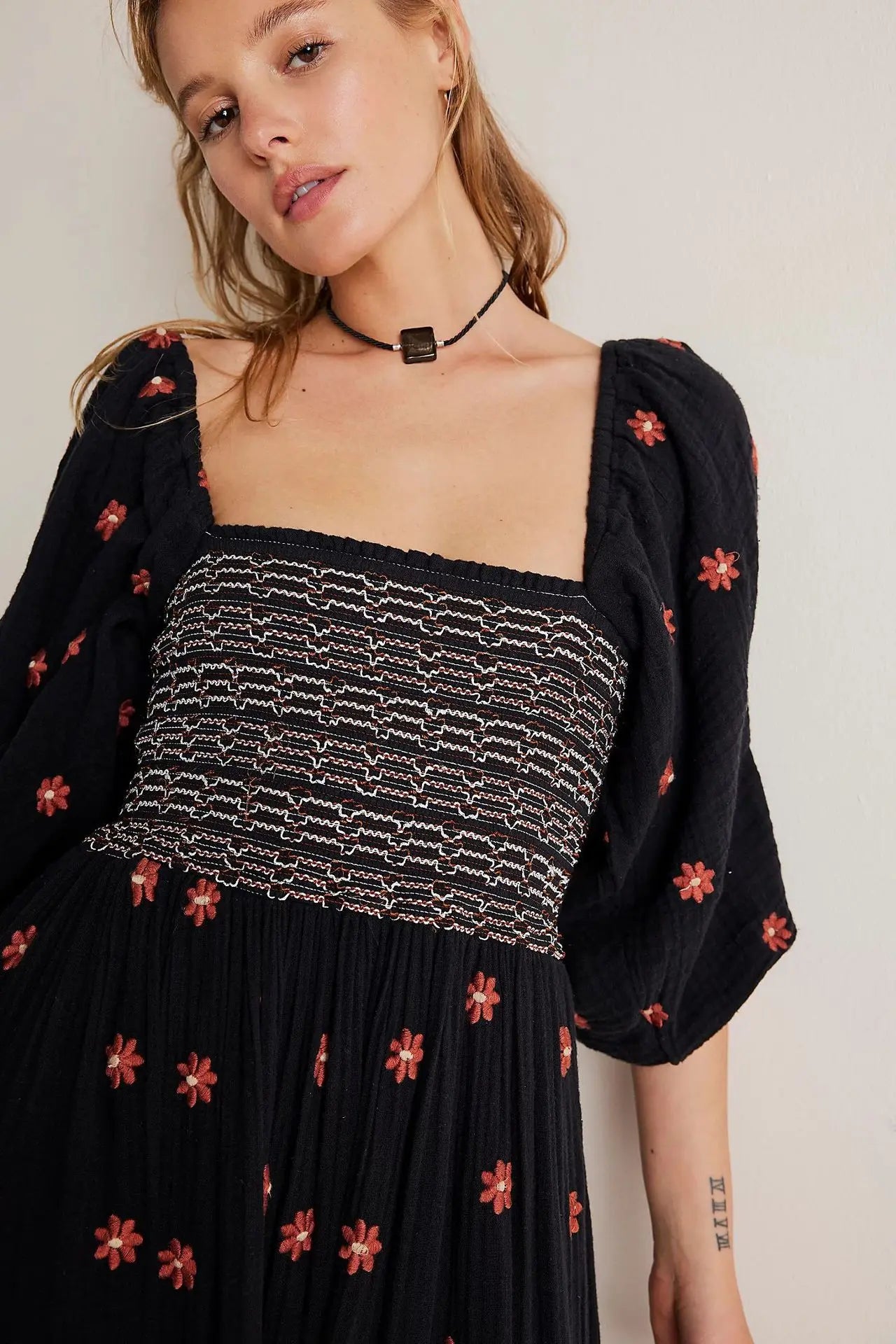 Boho Floral Embroidery Maxi Dress for Women | Casual Fashion