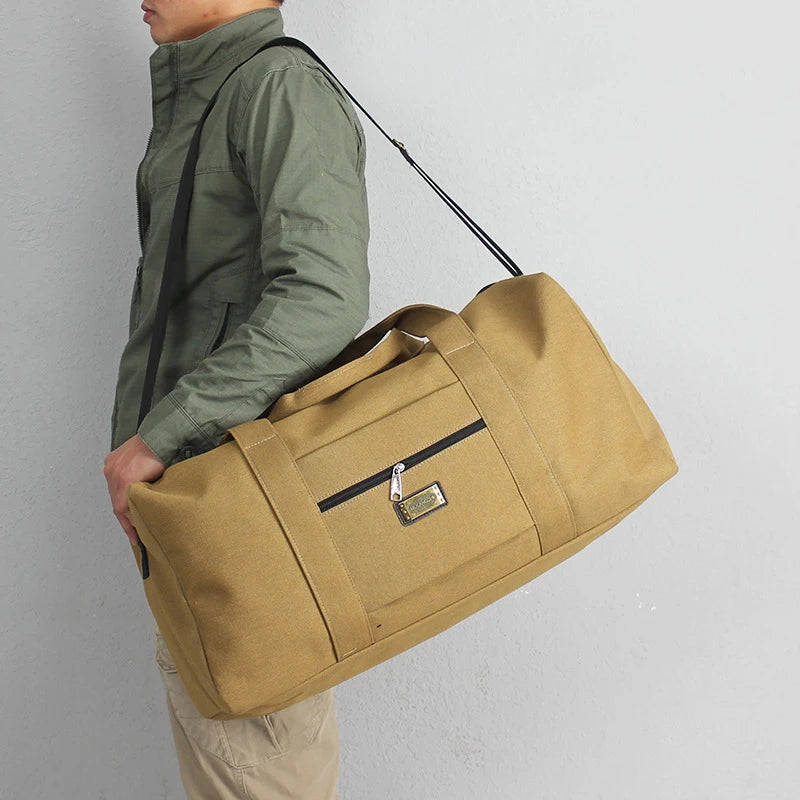 Unisex Soft Canvas Travel Duffle Bag | Large Capacity Tote