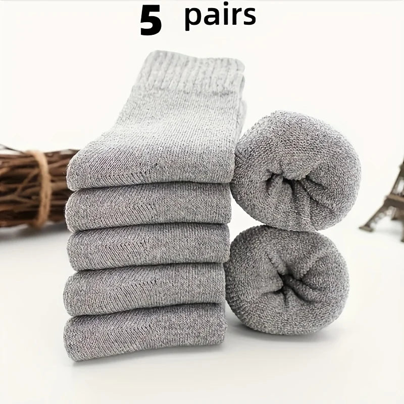 5 Pairs of Thick Warm Men's Socks | Cozy Winter Thermal Stockings