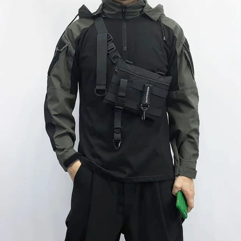 Tactical Techwear Style Crossbody Sling Bags Men Multi-function Chest Bags Y2K High Street Waist Bags Bolsos Para Hombre сумка