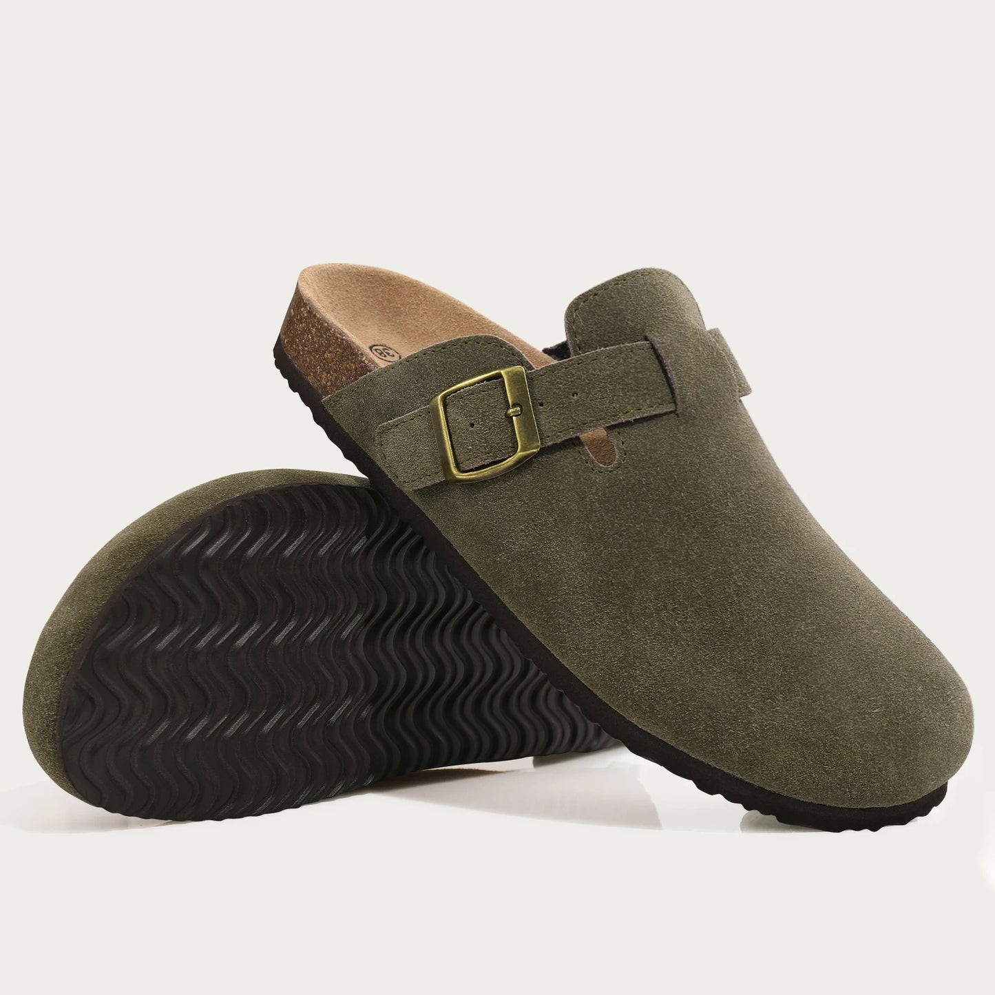 Shevalues Suede Clogs For Women Men Summer Cork Mules Soft Footbed Sandals With Arch Support  New Leisure Fashion Genuine Clogs