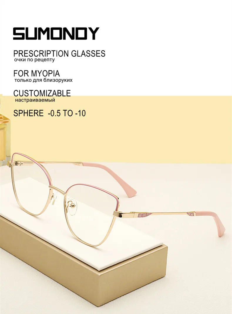 Custom Cat Eye Prescription Glasses for Myopia & Astigmatism