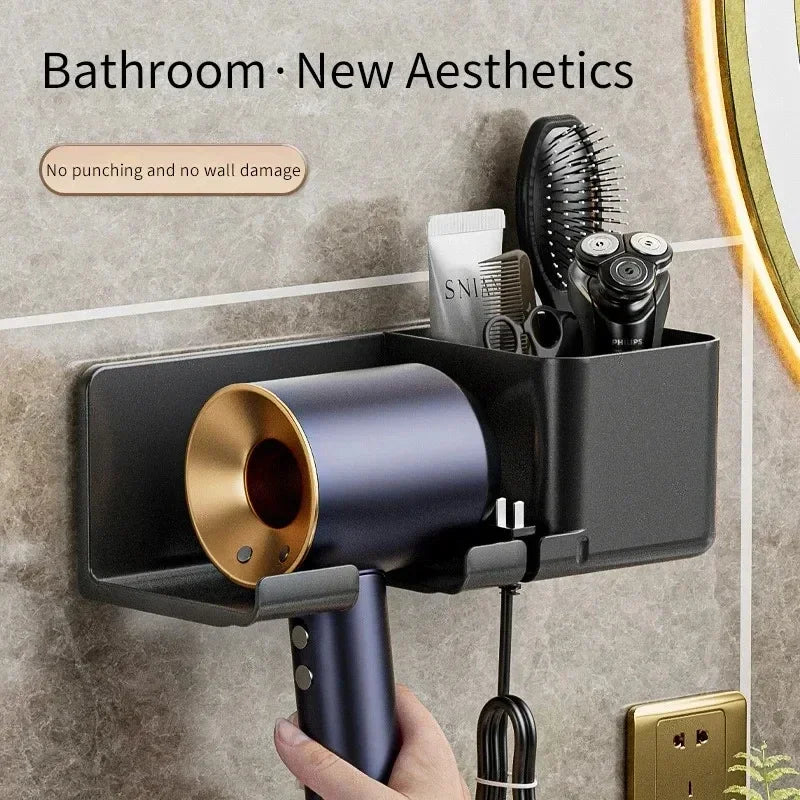 Hair Dryer Holder | Wall-Mounted Organizer for Bathroom Accessories