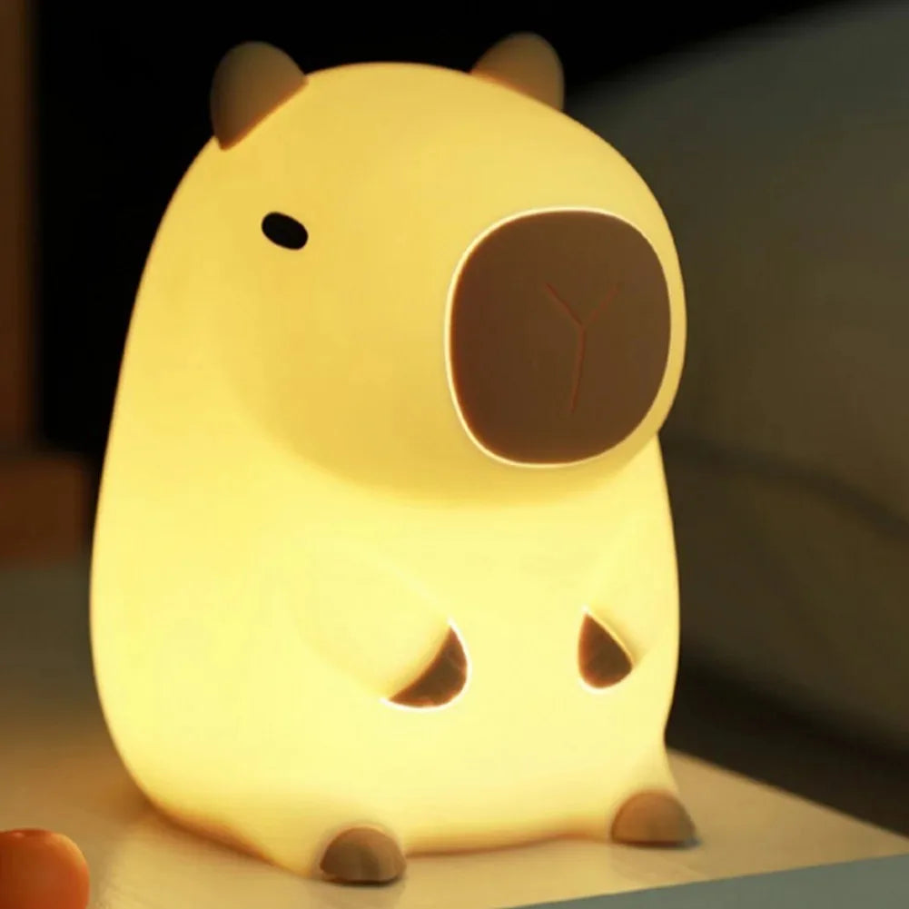 Adorable Capybara Night Light | Rechargeable Kids Touch Lamp