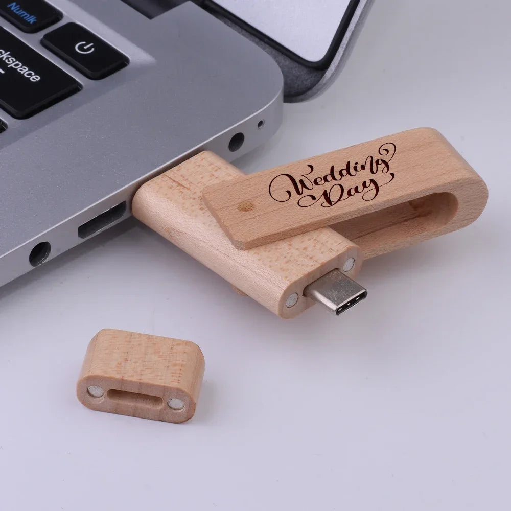 Wooden TYPE-C USB Flash Drive | Custom Logo Pendrive Gifts
