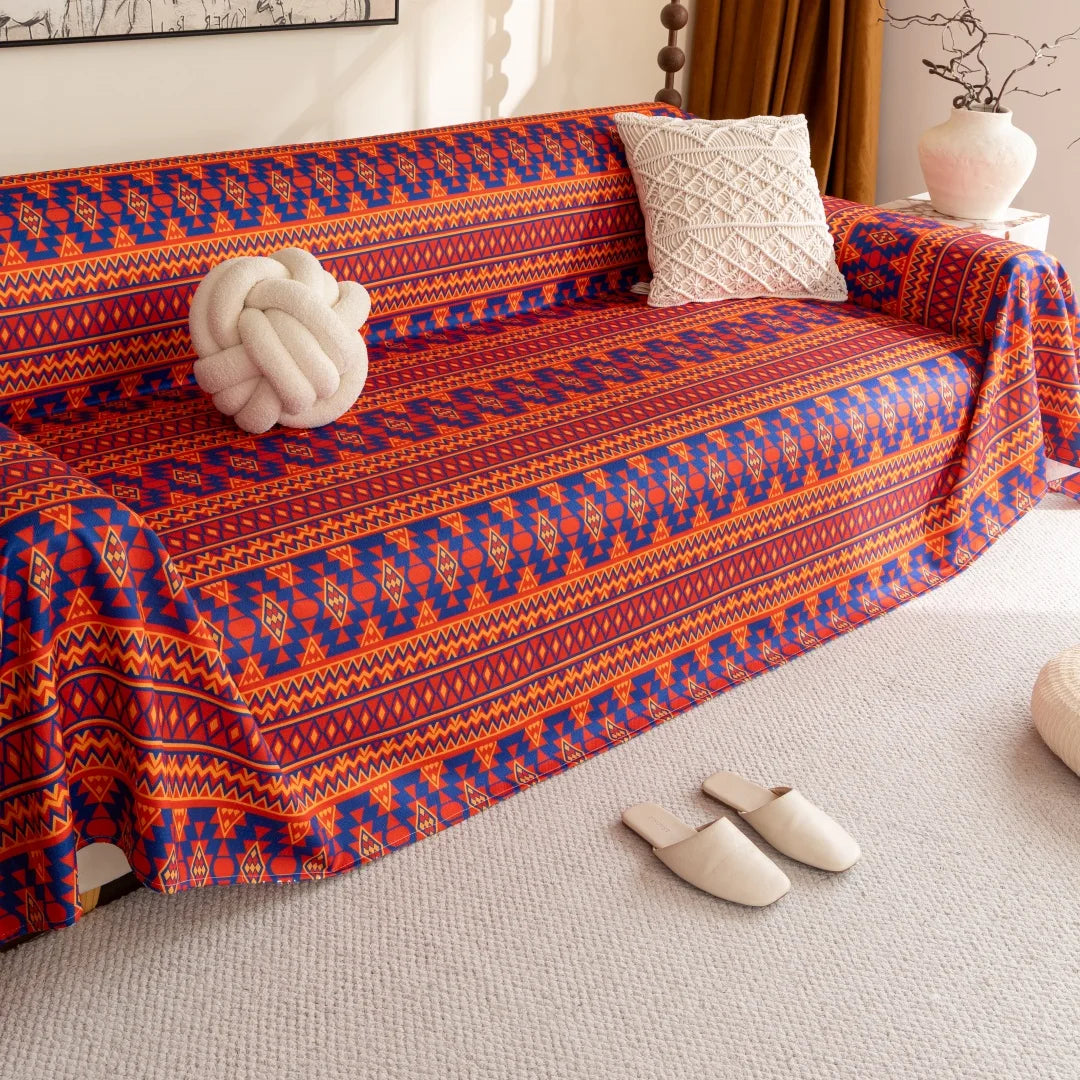 Bohemian Printed Sofa Cover | Soft, Pet Friendly Living Room Protector