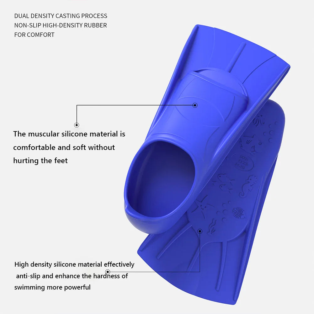 Silicone Swimming Fins for Training | Short Non-Slip Swim Fins