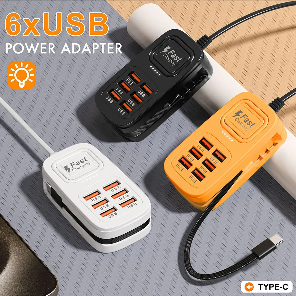 6 in 1 Fast USB Charger Power Strip | Desktop Charging Station