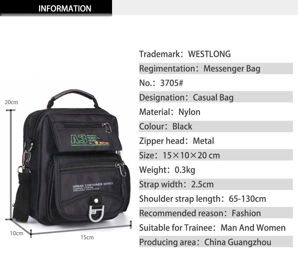 Men's Multifunction Waterproof Messenger Bags | Casual Travel Packs