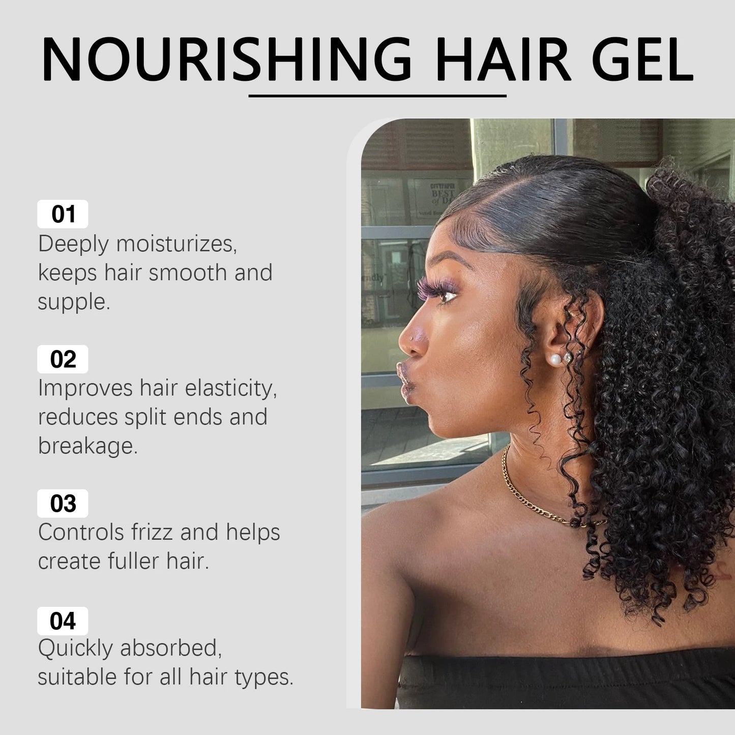 Moisturizing Hair Gel for Dry & Frizzy Hair | Lightweight & Smooth