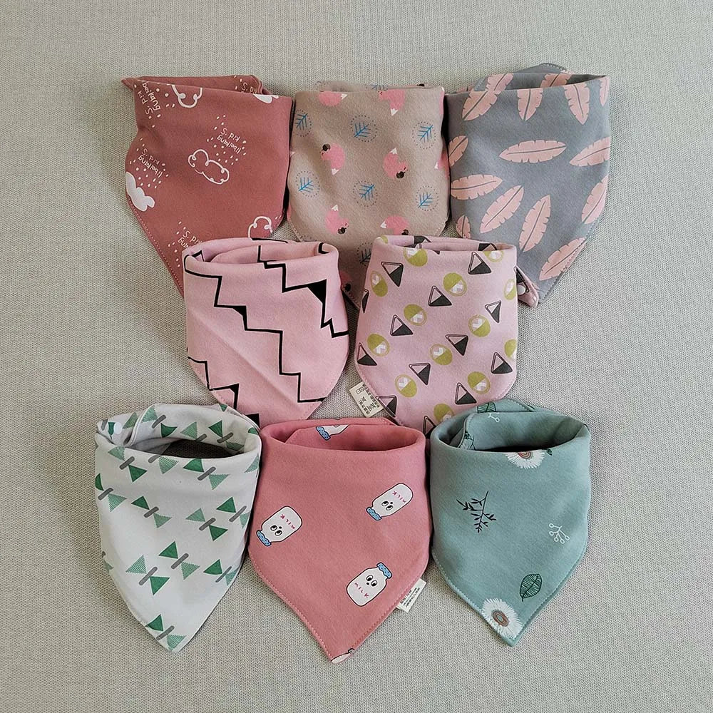 8-Pack Baby Bibs | Soft Cotton Triangle Burp Cloths for Infants