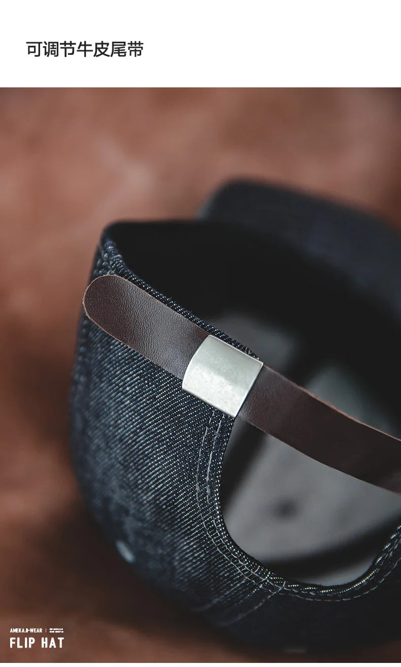 Men's Oversize Denim Golf Cap | Stylish Casual Newsboy Hat