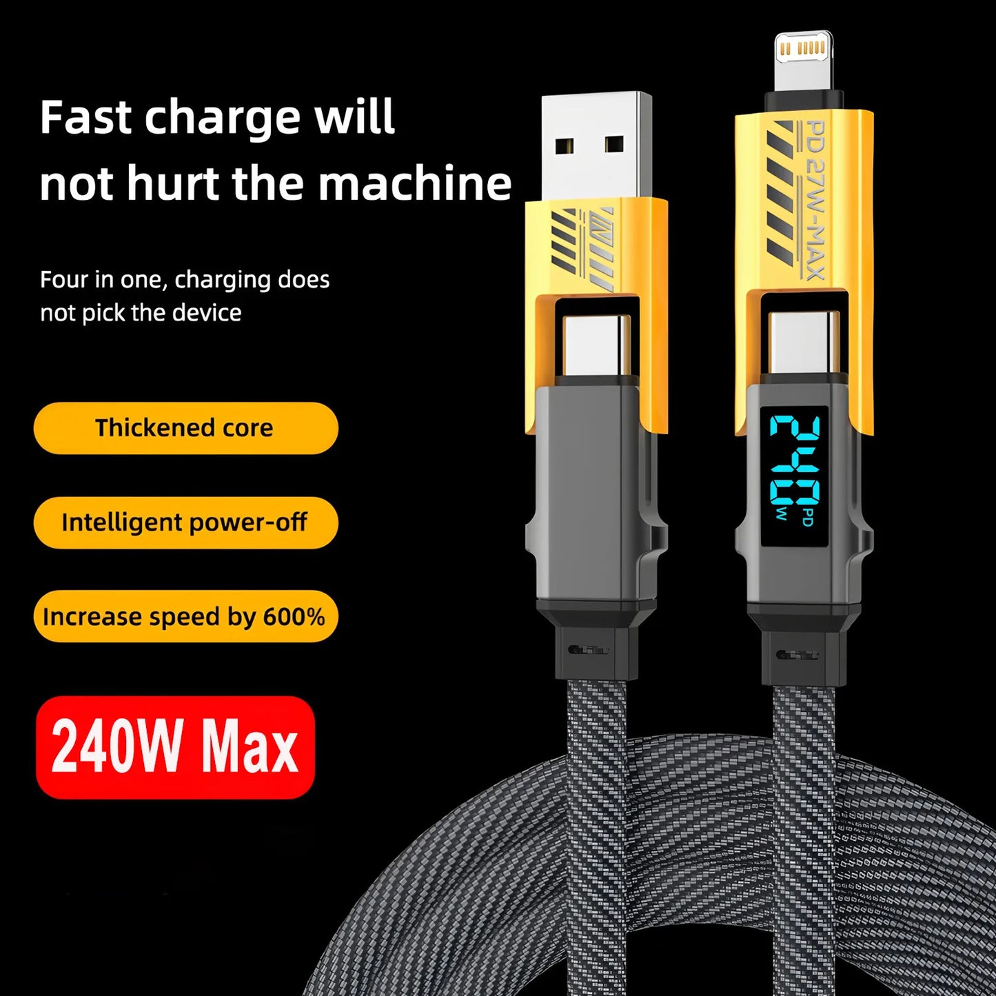 4 In 1 Fast Charging Multi Port USB Cable | Universal Charger Cord