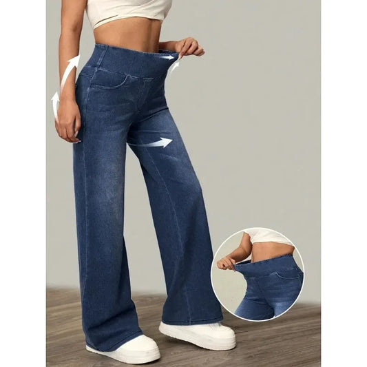 Women's High Stretch Loose Straight-Leg Jeans | Trendy & Comfortable