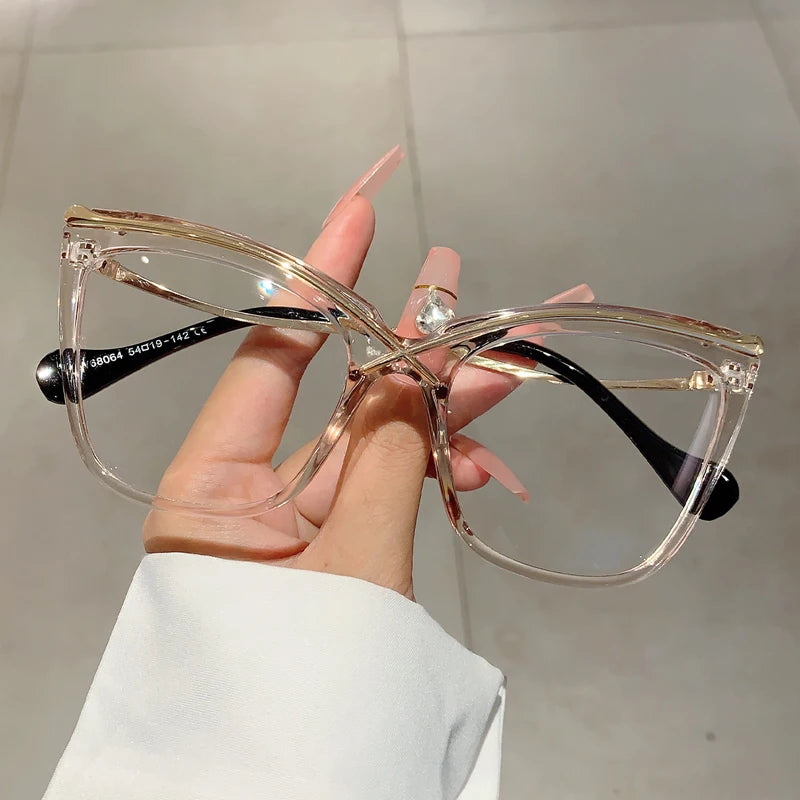 Trendy Oversized Cat Eye Eyeglasses | Vintage Blue Light Blockers