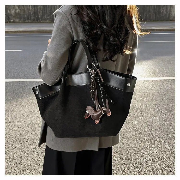Bolso de hombro de piel suave de gamuza para mujer | Estilo casual de lujo
