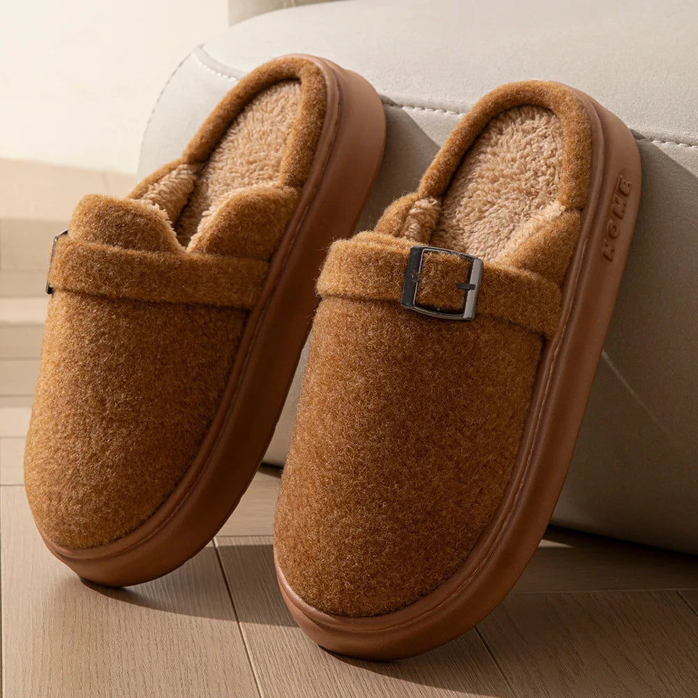 Couples Plush Fleece Slippers | Warm Non-Slip House Shoes