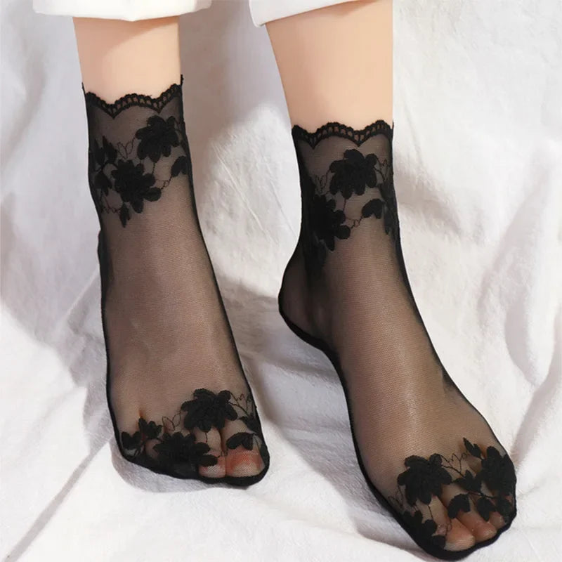 Women's Summer Lace Short Socks | Mesh Invisible Ankle Socks
