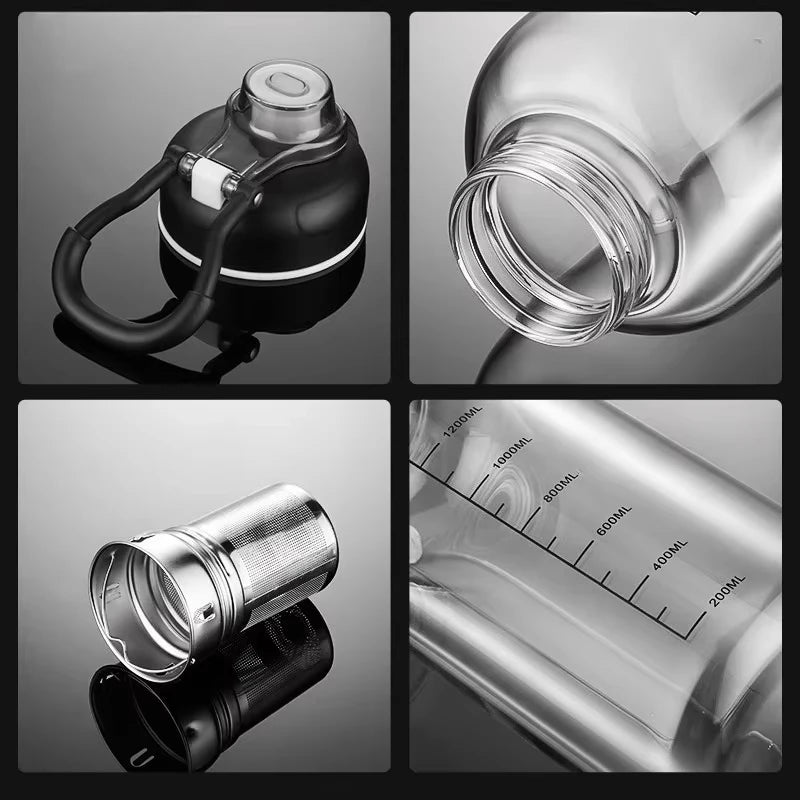 Large Capacity Glass Water Bottle with Tea Strainer | Ideal for Travel