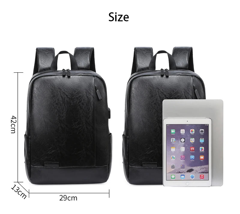 Men's Executive PU Leather Backpack | Stylish Office & Travel Bag