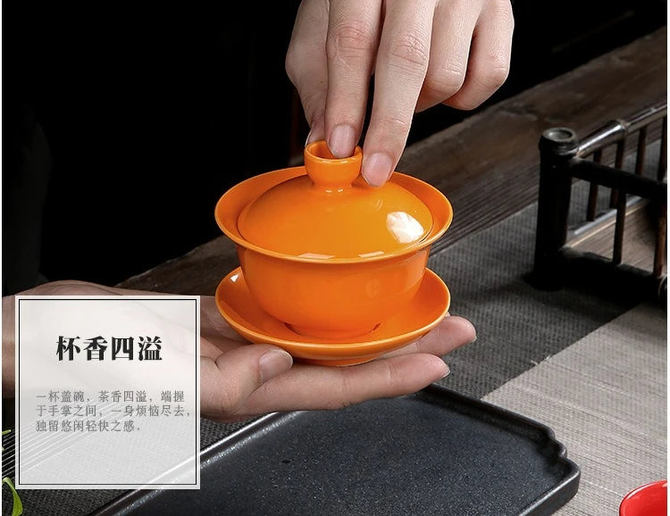 Handmade Ceramic Porcelain Gaiwan Teaware Set | Perfect for Kung Fu Tea