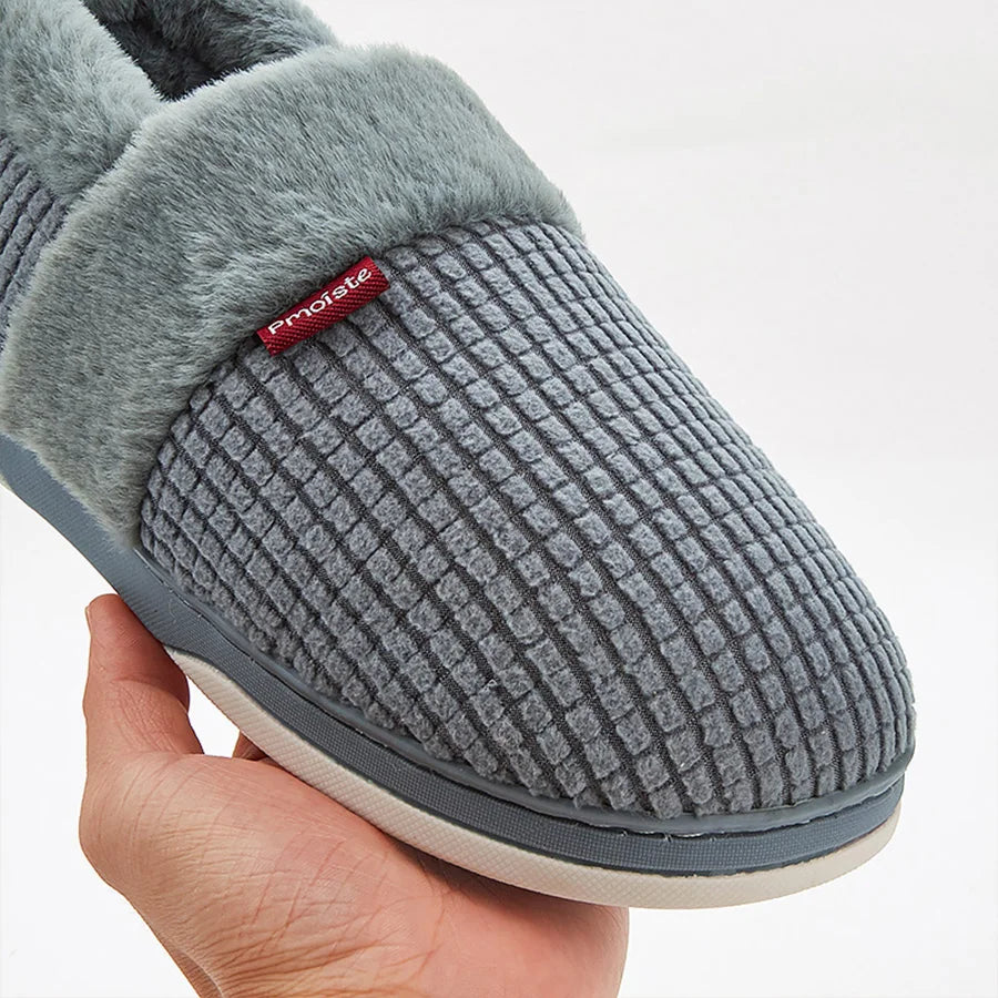 Men's Cozy Flannel Plaid Winter Slippers | Memory Foam Indoor Shoes